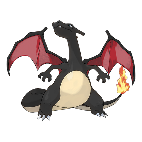 A shiny charizard with a common gradient background.